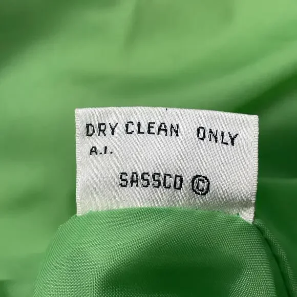 Vintage Sassoon Womens 10 Bright Green Peplum Blazer Gold Buttons Retro Career - Picture 9 of 9